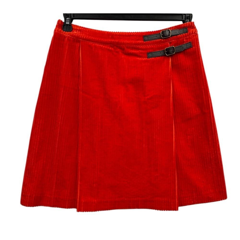 Boden Corduroy Orange Red A Line Mod Mini Skirt Buckle Lined‎ Cotton Winter 6R
